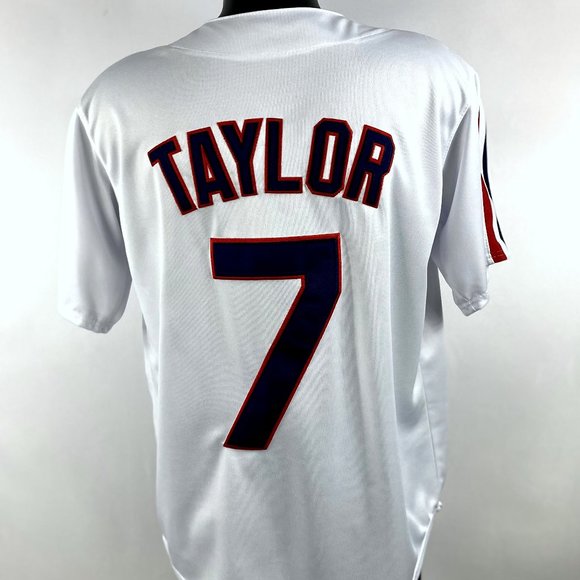 CLEVELAND INDIANS #7 TAYLOR , #24 DORN Sewn Jersey WHITE - Picture 5 of 16